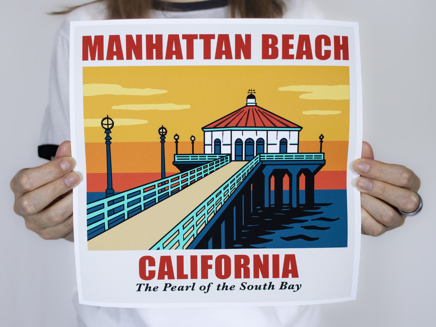 Manhattan Beach Pier Vintage Poster