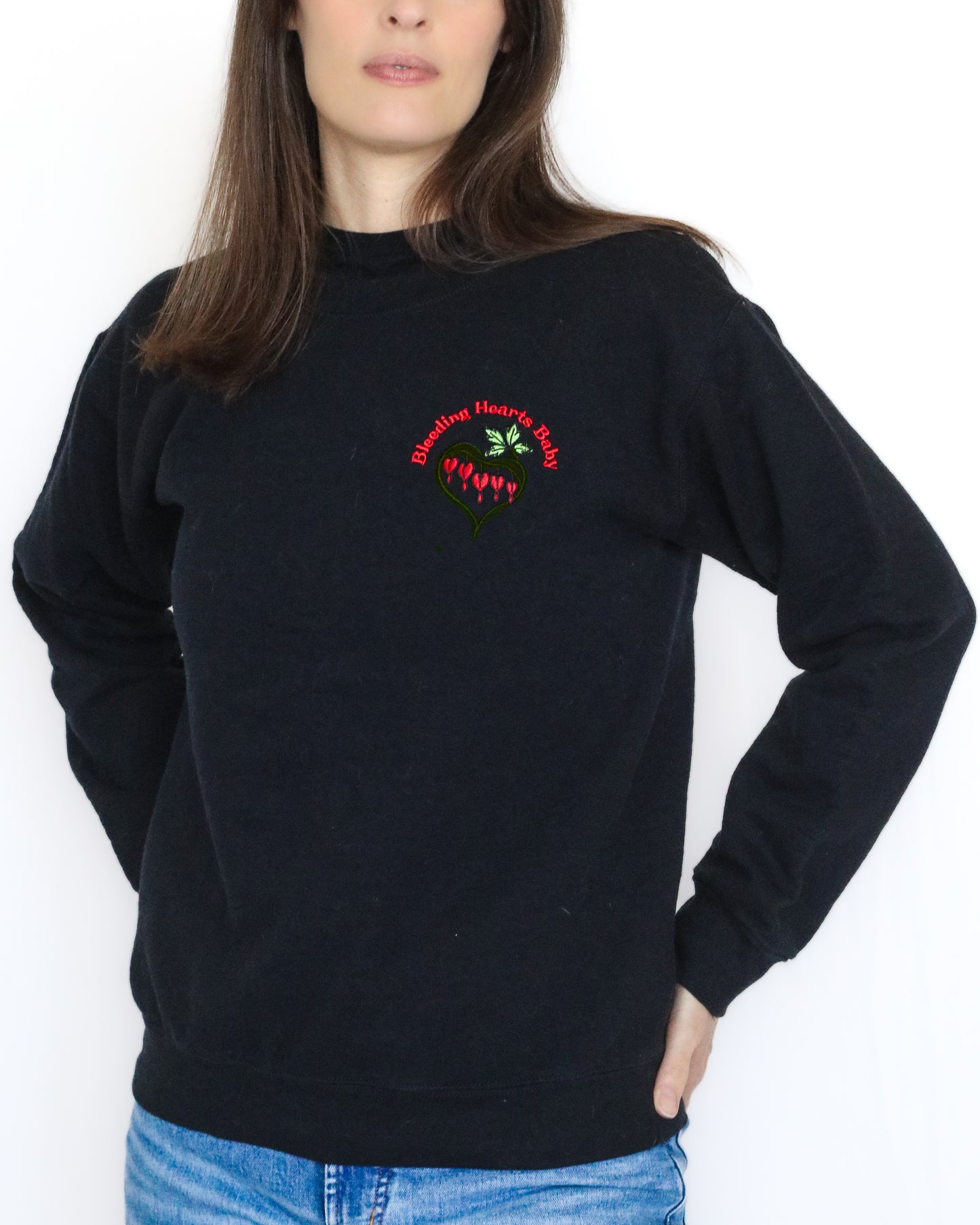 Bleeding Hearts Crew Neck Sweatshirt - Embroidered